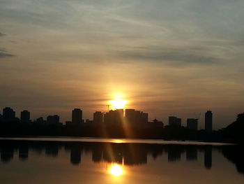 Sunset over city