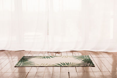 White curtain on floor at home