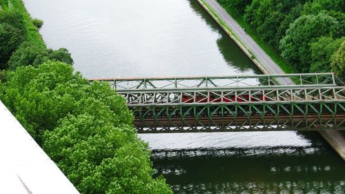 High angle view of plants by river