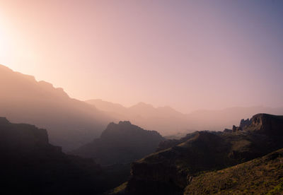 Scenic view of mountains against clear sky