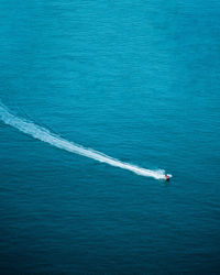 High angle view of ship in sea