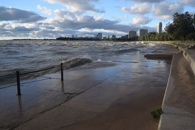 View of sea against cloudy sky