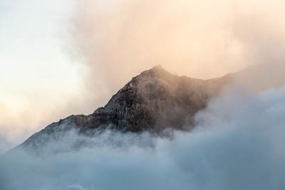 Scenic view of volcanic mountain against sky