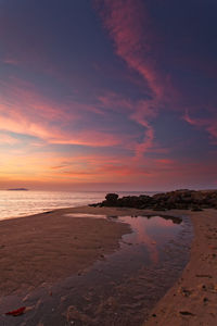 Scenic view of sea against sky at sunset