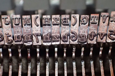 Close-up of metallic objects on the surface