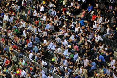 High angle view of people sitting in stadium