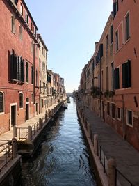 Canal amidst buildings against sky in city