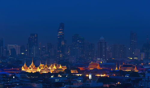 Illuminated cityscape at night