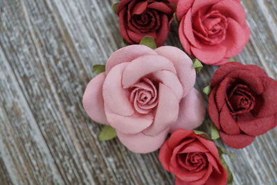 High angle view of rose bouquet