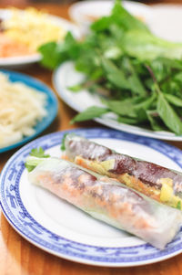 Close-up of food in plate on table