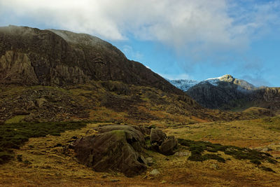 Scenic view of mountains against sky