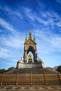 Low angle view of temple building against sky