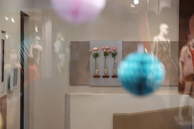 Flower pots on window at home