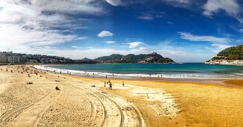 Scenic view of beach against sky