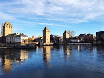 View of river with city in background