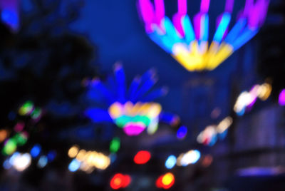 Defocused image of illuminated lights at night