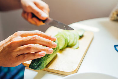 Close-up of person preparing food