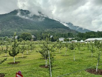 Scenic view of mountains against sky