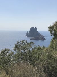 Scenic view of sea against clear sky