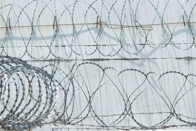 Close-up of barbed wire fence