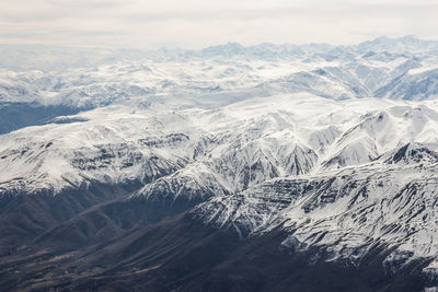 Aerial view of snowcapped mountains