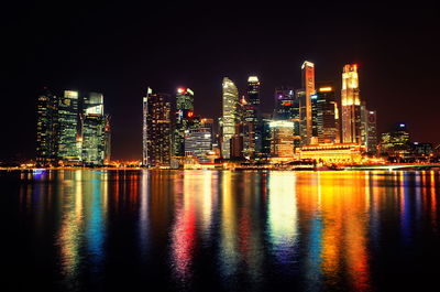 City lit up at night