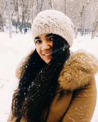 Portrait of smiling girl in winter