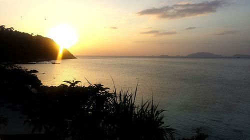 Scenic view of sea at sunset