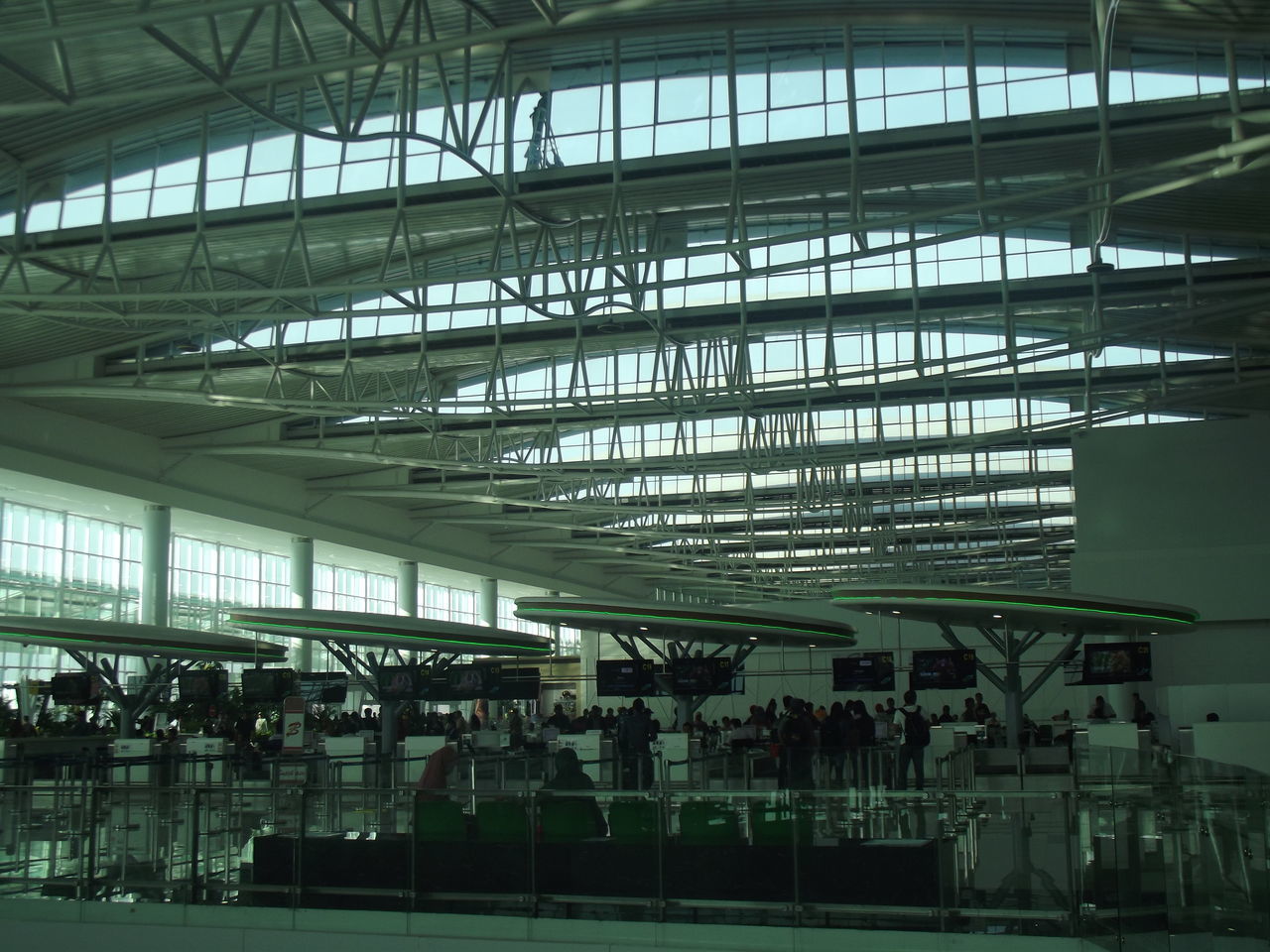 indoors, architecture, built structure, ceiling, building, airport terminal, stadium, sport venue, glass, factory, headquarters, arena, transportation, travel, day, no people, airport, industry