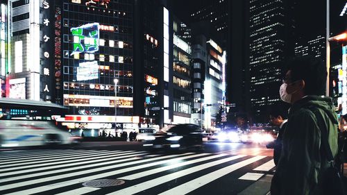 View of city street at night