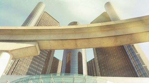 Low angle view of modern buildings against sky