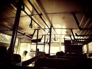 Interior of illuminated bus