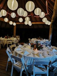 Chairs and table in restaurant