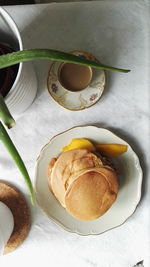 Close-up of tea served in plate