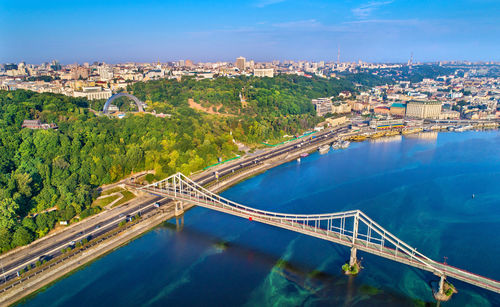 High angle view of bridge over river