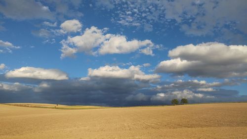 Scenic view of land against sky