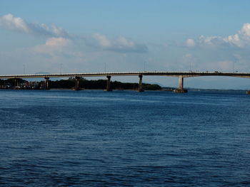 Bridge over sea against sky