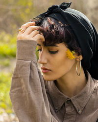 Close-up of woman looking away