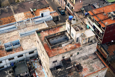 High angle view of buildings in city