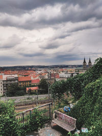 High angle view of townscape against sky