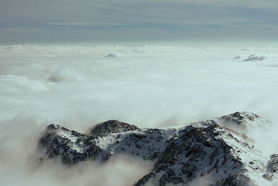 Scenic view of snow covered mountain against sky