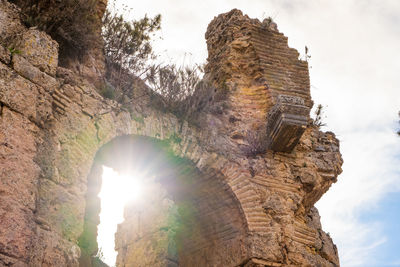Low angle view of rock formations