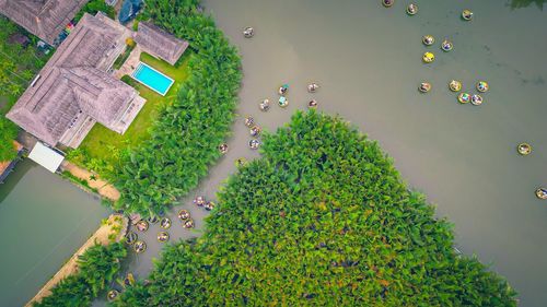 High angle view of townscape against sky