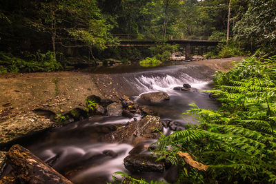 Scenic view of river flowing through rocks