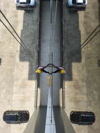 High angle view of cars on building