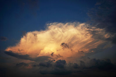 Low angle view of cloudscape against sky during sunset