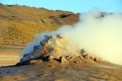 Impressive steaming volcanic landscape