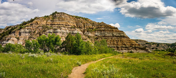 Scenic view of land against sky