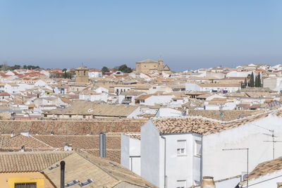 High angle view of townscape against sky