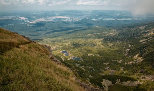 High angle view of landscape against sky